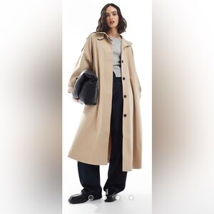 ASOS DESIGN Tall longline trench coat in stone